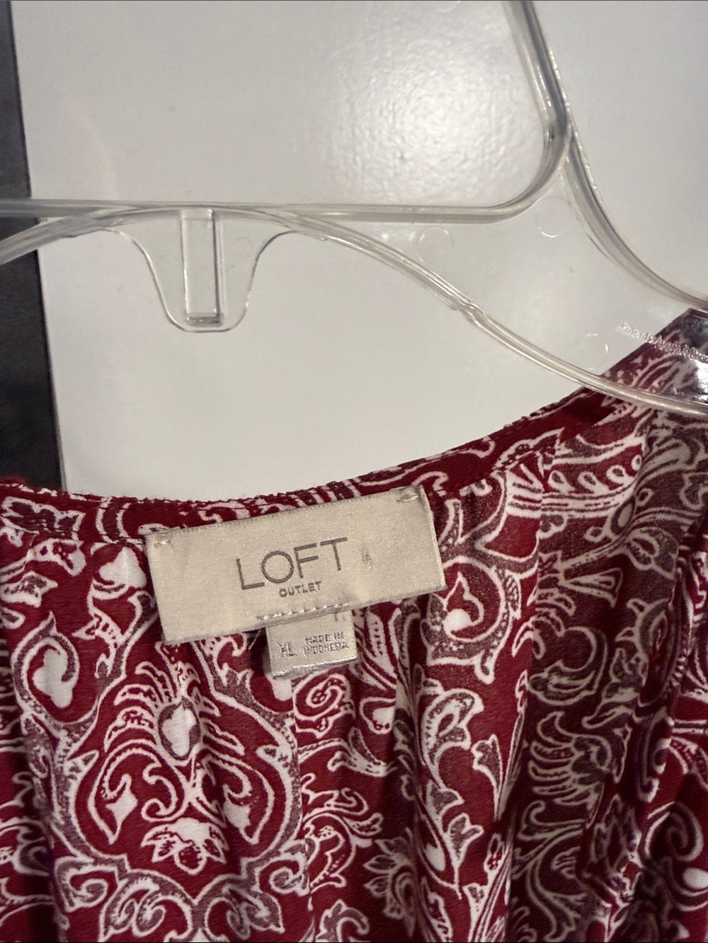 LOFT Burgundy Paisley Ruffle Shell Tank - Picture 2 of 5